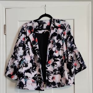 Lane Bryant Black and White Floral Blazer